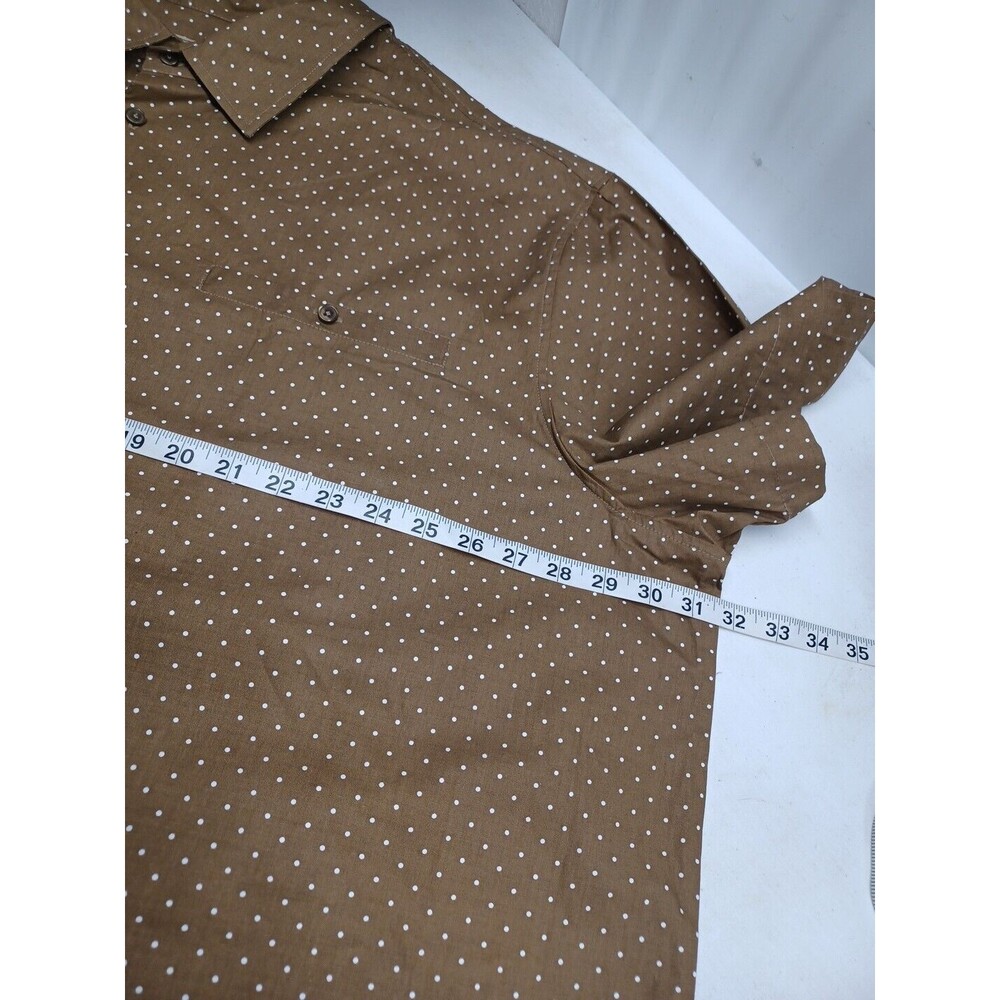 Scandia Woods Brown White Polkodot Short Sleeve Button Up Mens Shirt 3XL - Picture 5 of 8